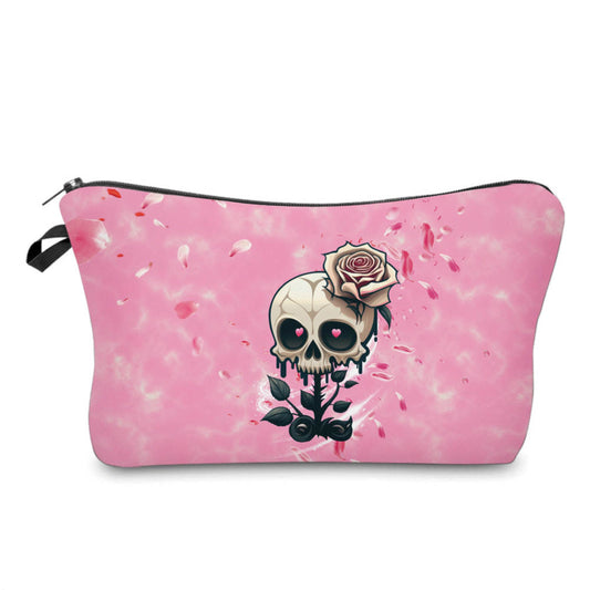 Pouch - Skull, Pink Rose